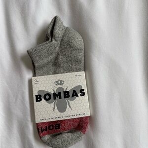 Bombas Gray and Red Athletic Ankle Socks